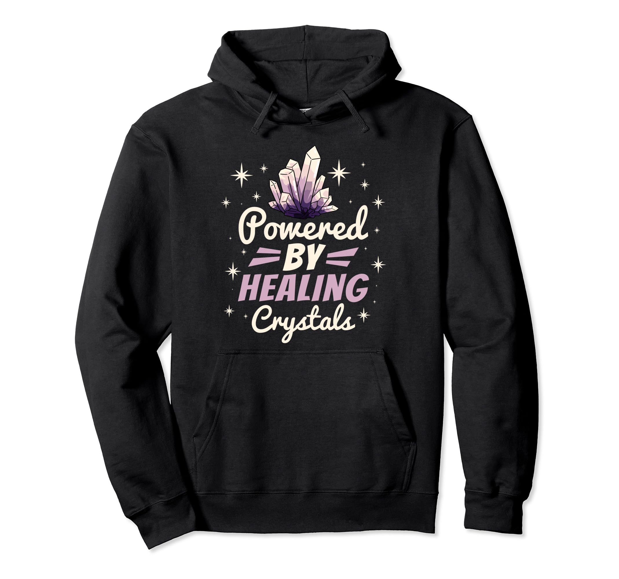 Powered Healing Crystals Gemstone Energy Hoodie - Fun Novelty Design Unisex - T-Shirt, Sweatshirt, Hoodie