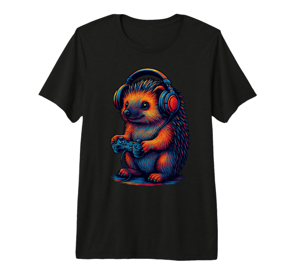 Hedgehog Gamer Gaming Pet Lover Tri Blend T-Shirt - Graphic Print Men Women - T-Shirt, Sweatshirt, Hoodie