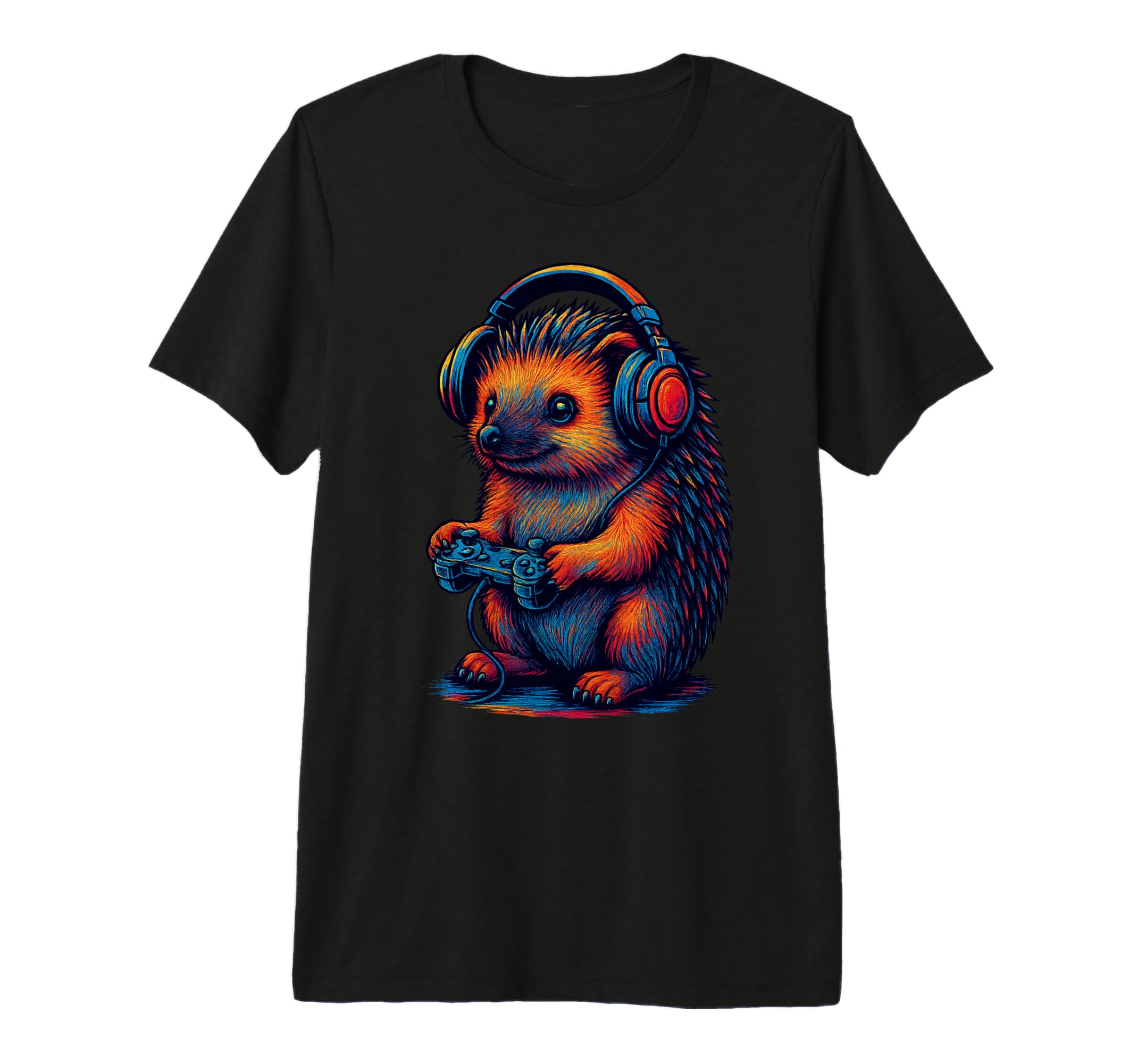 Hedgehog Gamer Gaming Pet Lover Tri Blend T-Shirt - Graphic Print Men Women - T-Shirt, Sweatshirt, Hoodie