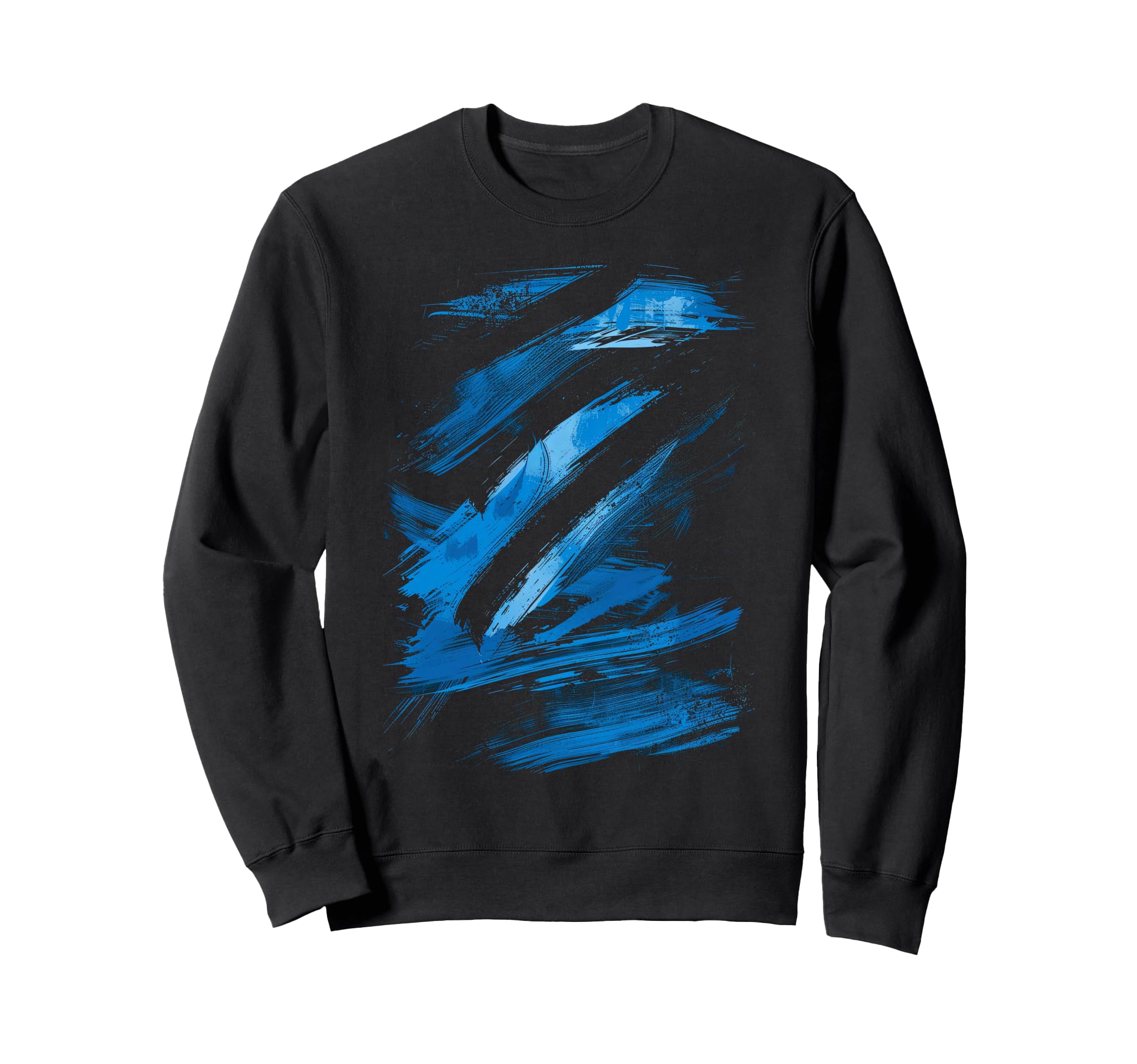 Blue And Black Brushstrokes Sweatshirt - Unique Graphic for Adults - T-Shirt, Sweatshirt, Hoodie