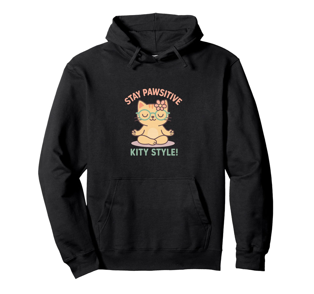 Zen Meditation Mindfulness Funny Cat Stress Hoodie - Trendy Graphic Unisex - T-Shirt, Sweatshirt, Hoodie
