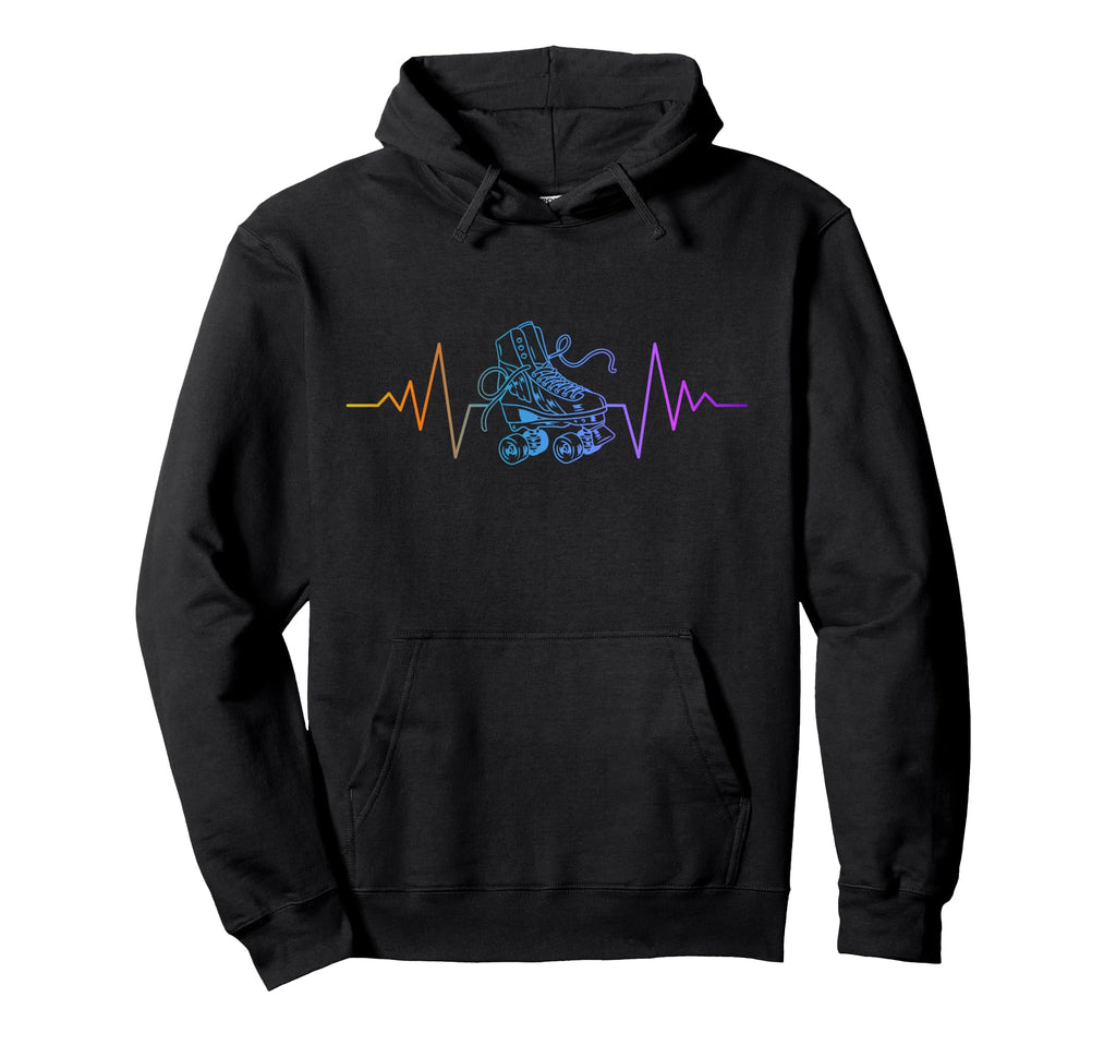 Roller Skating Skate Heartbeat Hoodie - Unique Graphic Men Women - T-Shirt, Sweatshirt, Hoodie