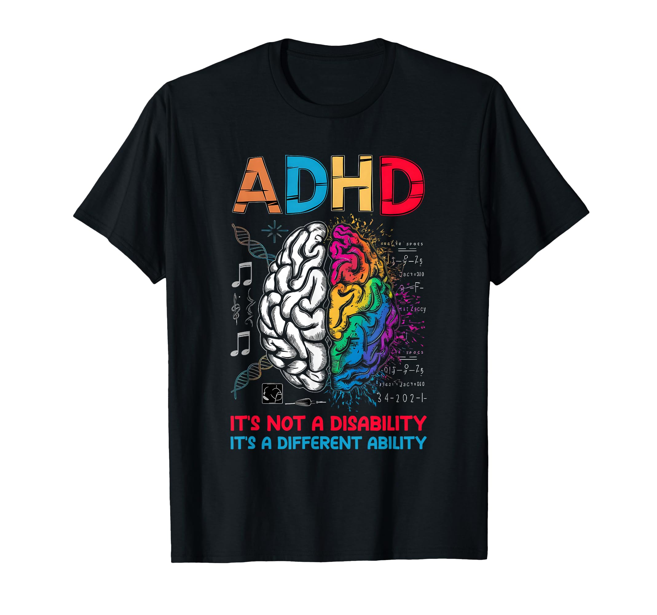 Adhd Awareness Neurodiversity Brain T-Shirt - Custom Art Print Unisex - T-Shirt, Sweatshirt, Hoodie