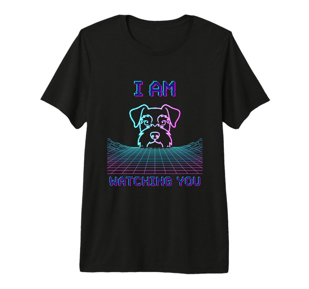 Schnauzer Peeking Synthwave Dog 80S T-Shirt - Minimalist Print Men Women - T-Shirt, Sweatshirt, Hoodie