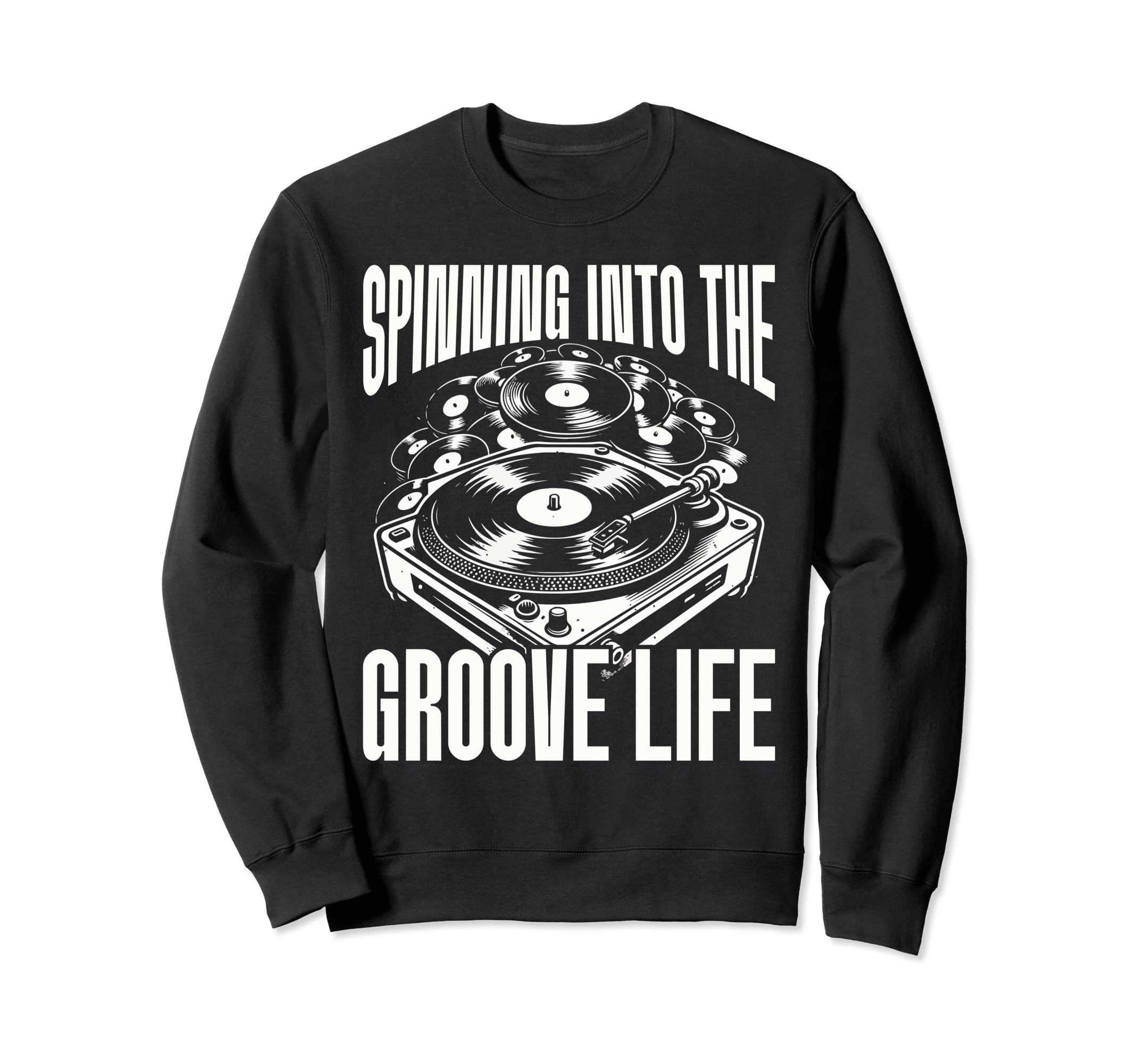 Vinyl Collecting Record Player Sweatshirt - Unique Graphic Men Women - T-Shirt, Sweatshirt, Hoodie