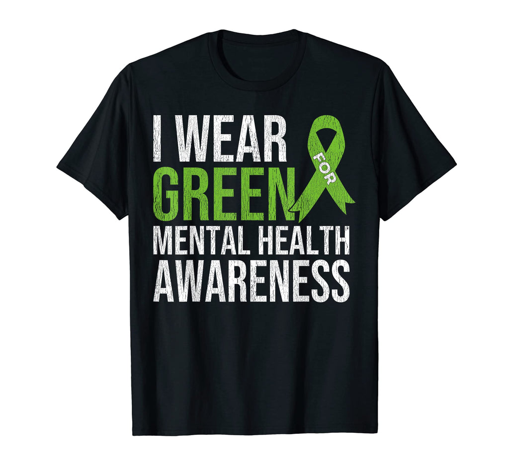 Green Ribbon Mental Health Depression T-Shirt - Minimalist Print Unisex - T-Shirt, Sweatshirt, Hoodie