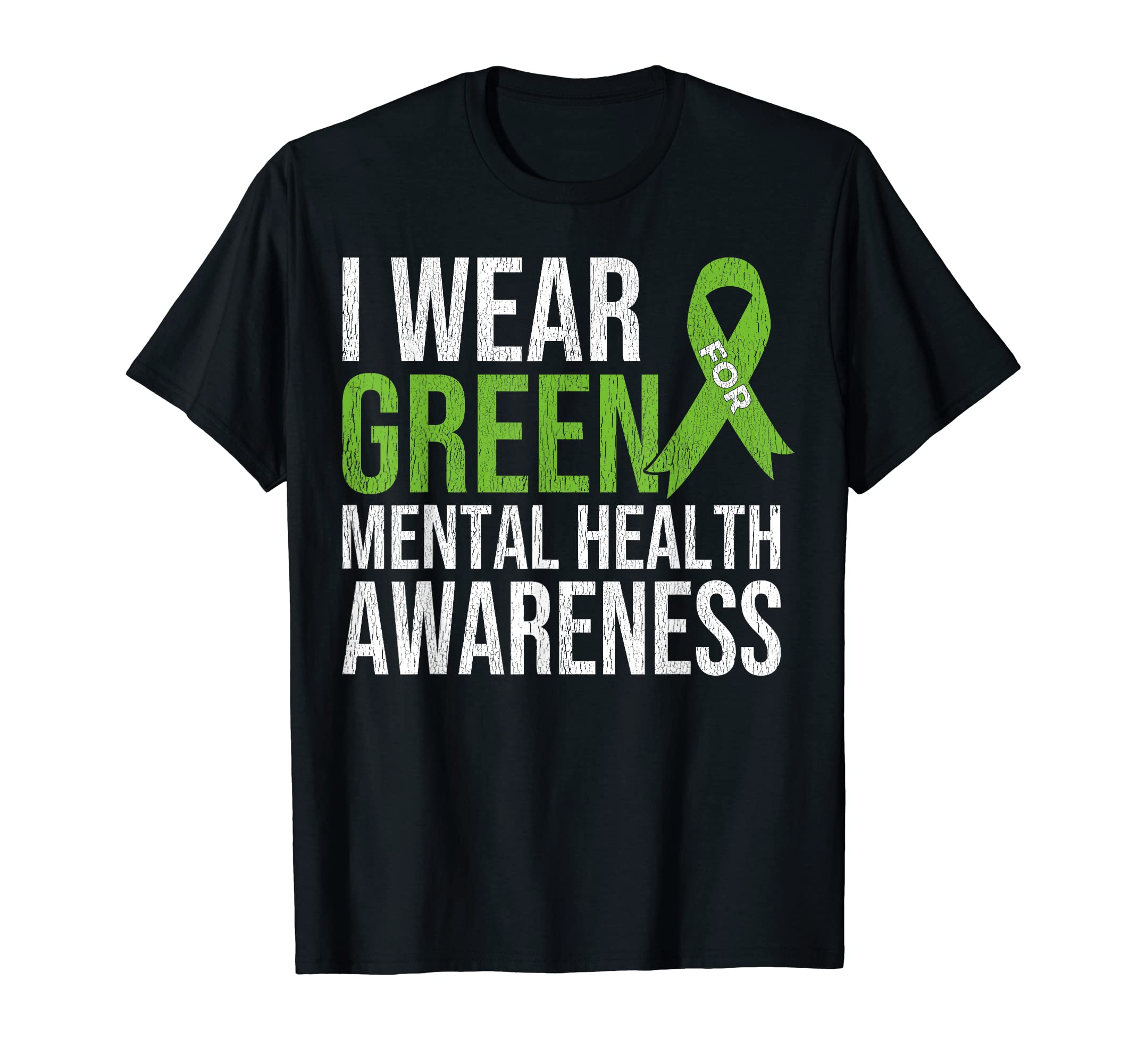 Green Ribbon Mental Health Depression T-Shirt - Minimalist Print Unisex - T-Shirt, Sweatshirt, Hoodie