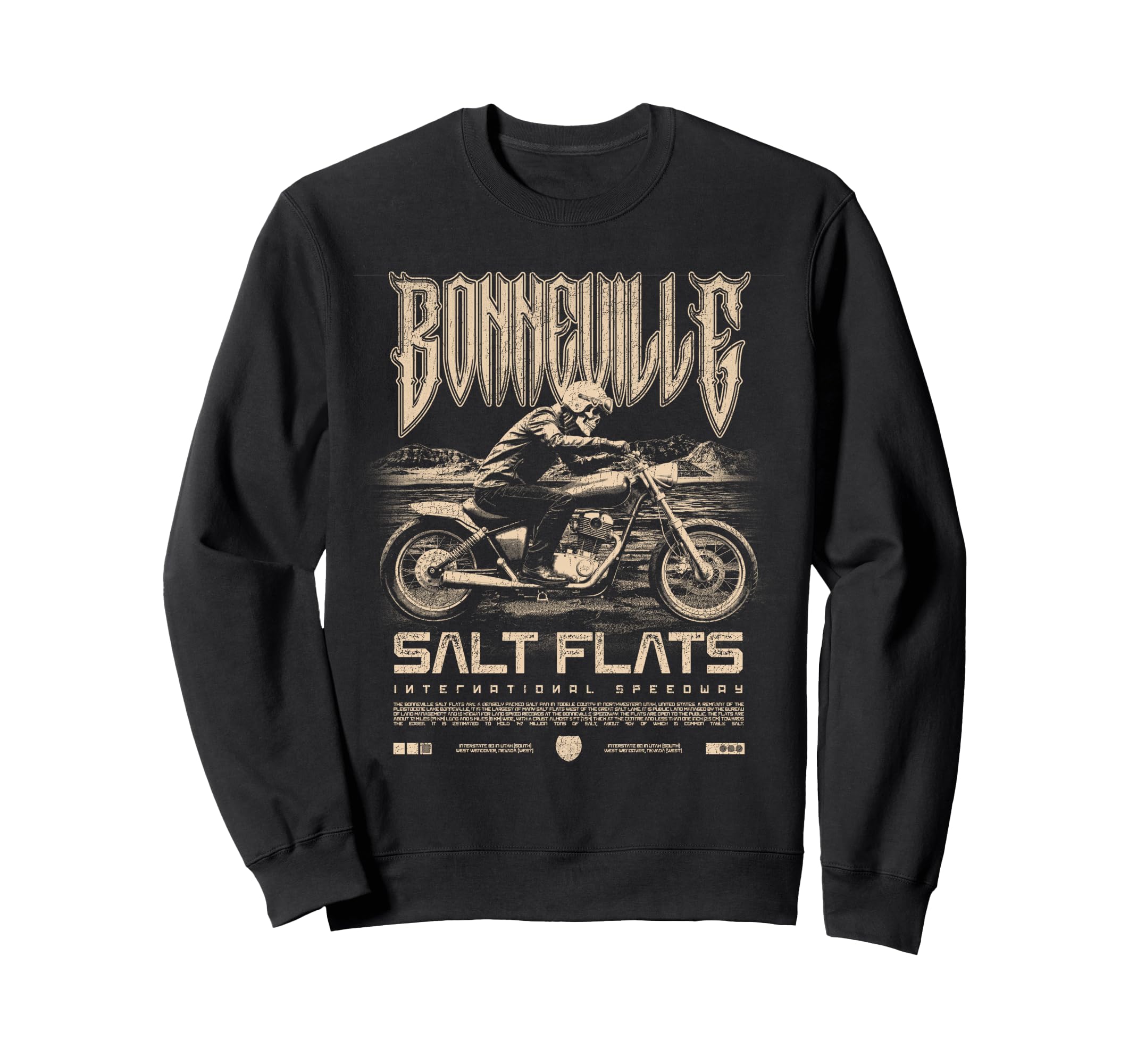 Bonneville Salt Flats Motorcycle Sweatshirt - Custom Art Print Men Women - T-Shirt, Sweatshirt, Hoodie