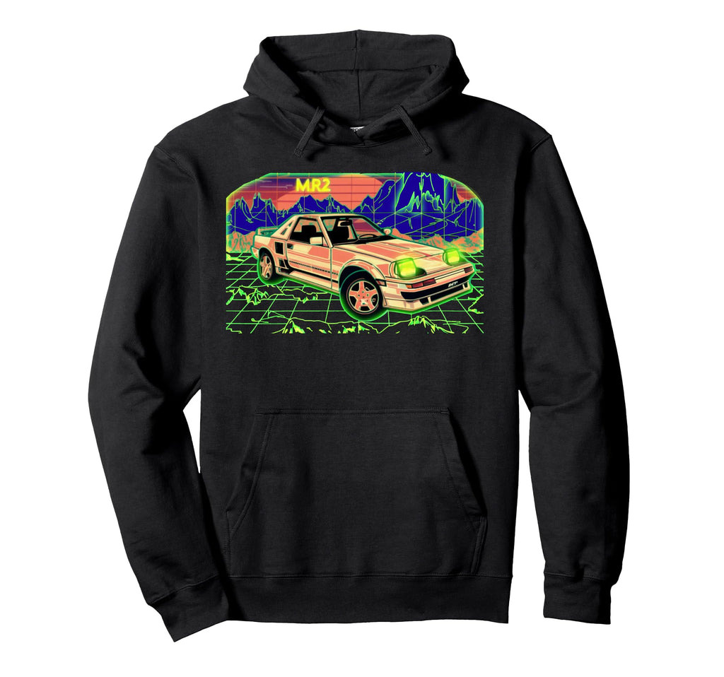 Mr2 Synthwave Landscape Glowing 80S Hoodie - Unique Graphic Men Women - T-Shirt, Sweatshirt, Hoodie