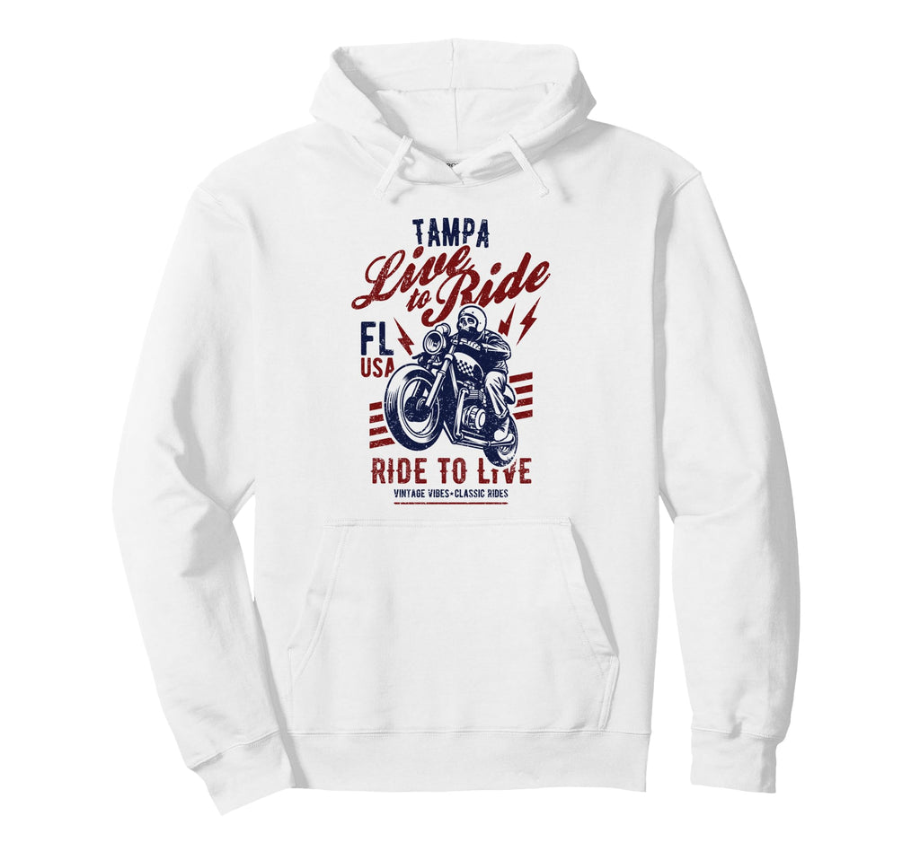 Tampa Florida Usa Motorcycle Skull Rider Hoodie - Trendy Graphic Unisex - T-Shirt, Sweatshirt, Hoodie