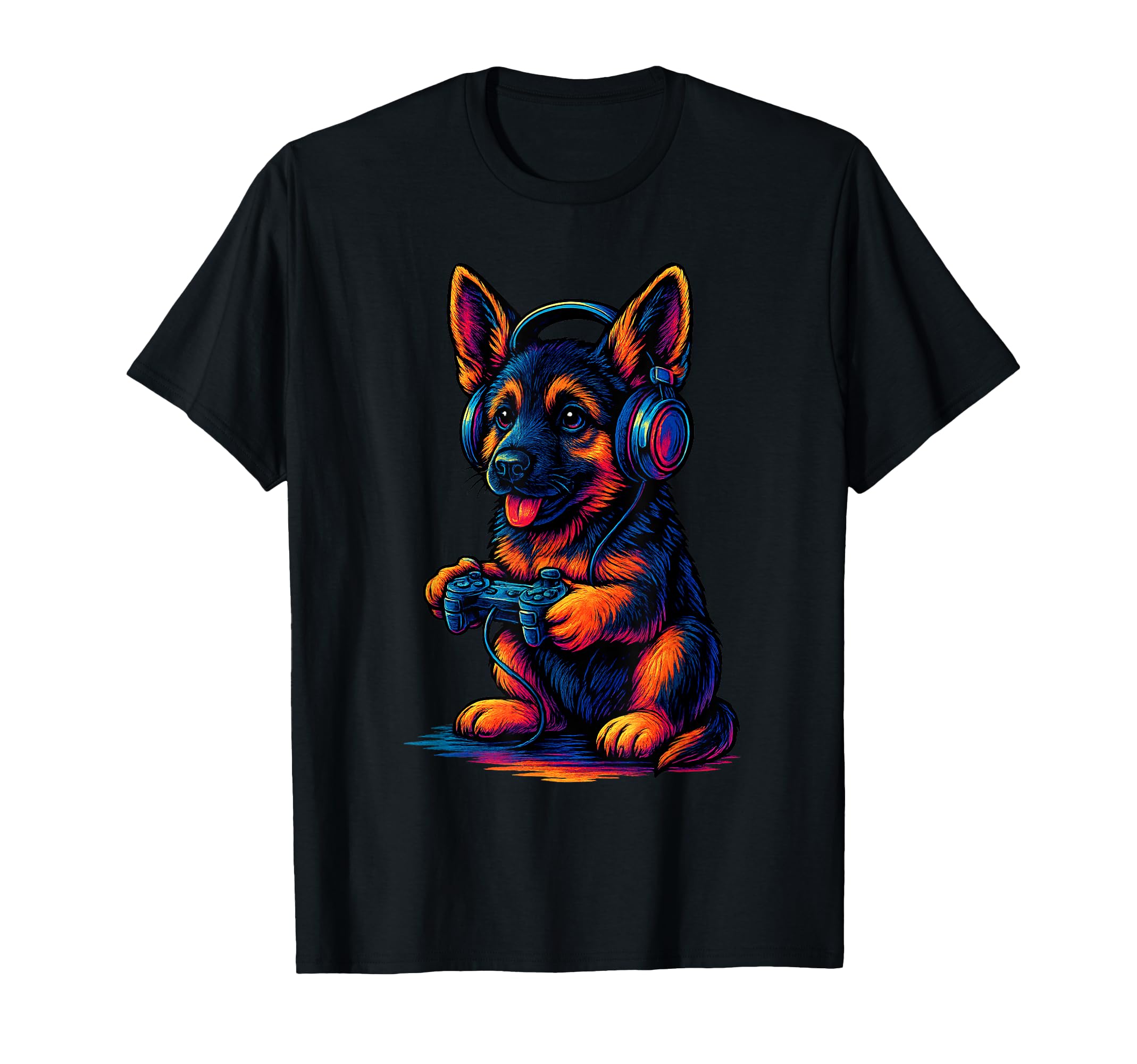 German Shepherd Gamer Gaming Dog T-Shirt - Aesthetic Graphic for Adults - T-Shirt, Sweatshirt, Hoodie