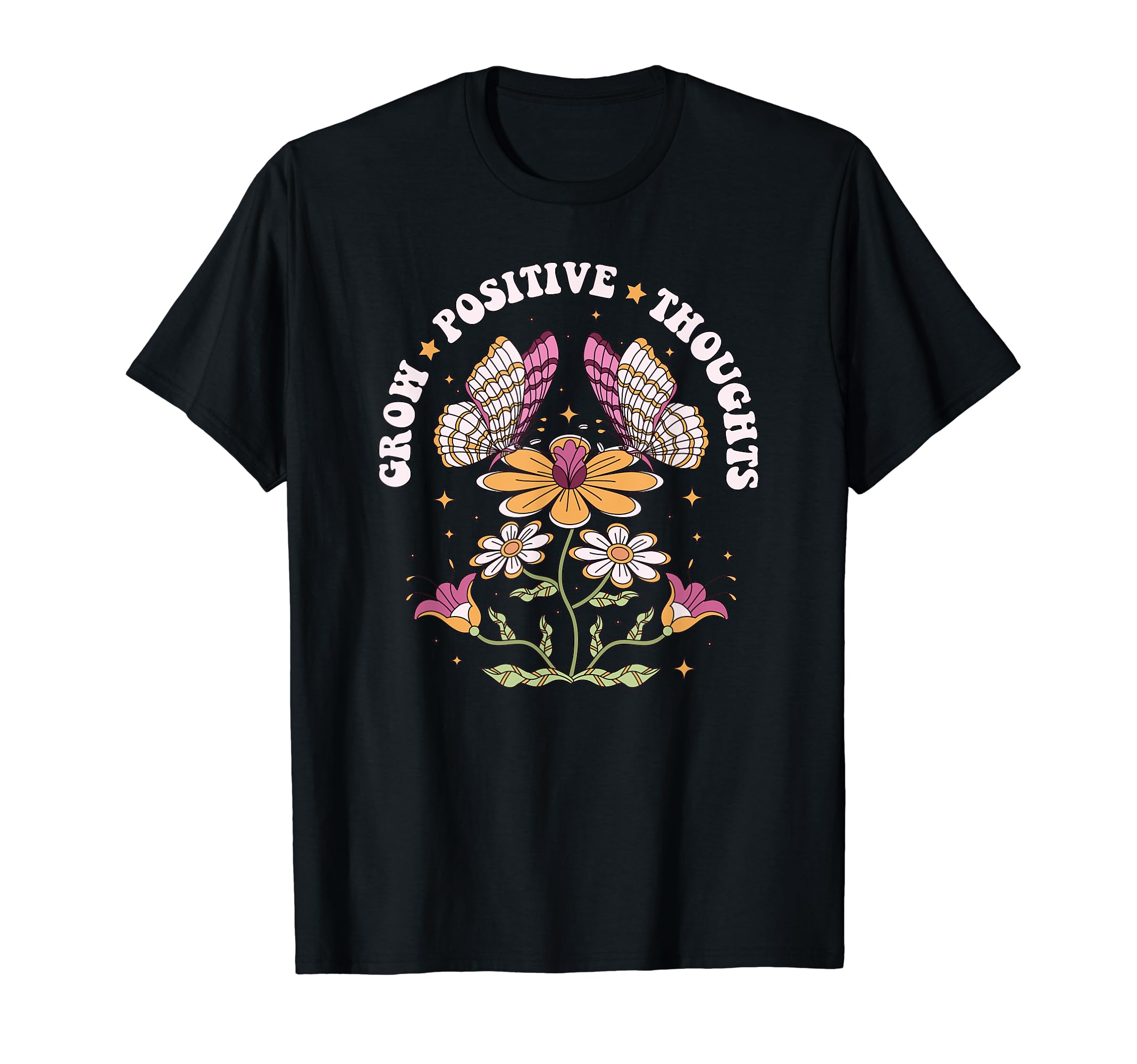 Grow Positive Thoughts Groovy Flower T-Shirt - Minimalist Print for Adults - T-Shirt, Sweatshirt, Hoodie