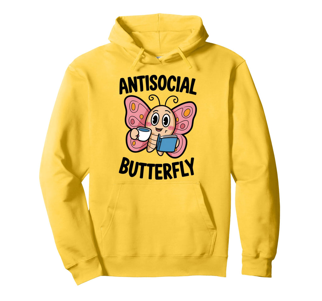 Groovy Anti Social Butterfly Ironic Funny Hoodie - Streetwear Style Unisex - T-Shirt, Sweatshirt, Hoodie
