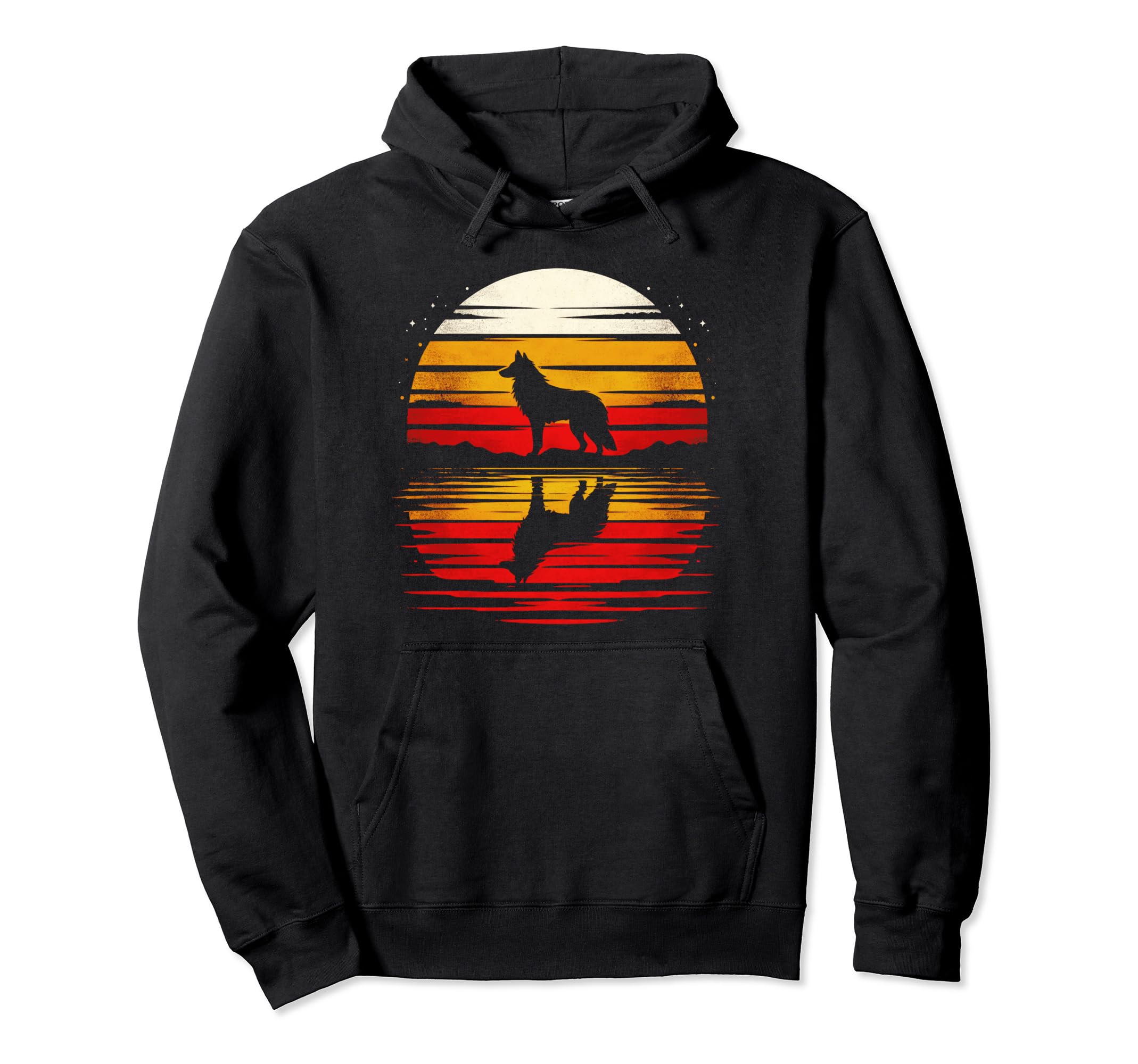 Ethiopian Wolf Sunset Safari 70S Hoodie - Fun Novelty Design for Adults - T-Shirt, Sweatshirt, Hoodie