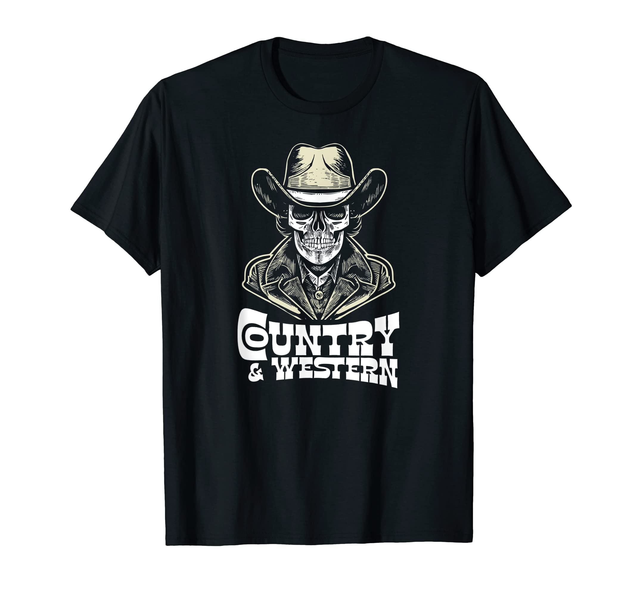 Country Music Country Western Skull T-Shirt - Minimalist Print for Adults - T-Shirt, Sweatshirt, Hoodie