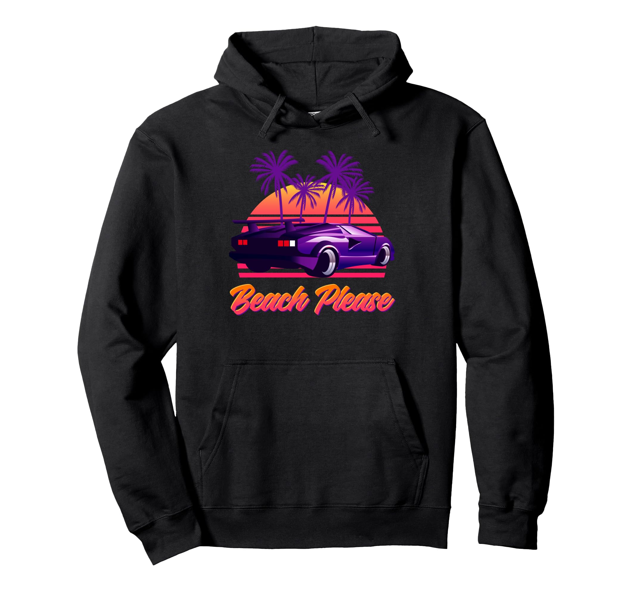 Beach Please Futuristic Vaporwave Hoodie - Unique Graphic for Adults - T-Shirt, Sweatshirt, Hoodie