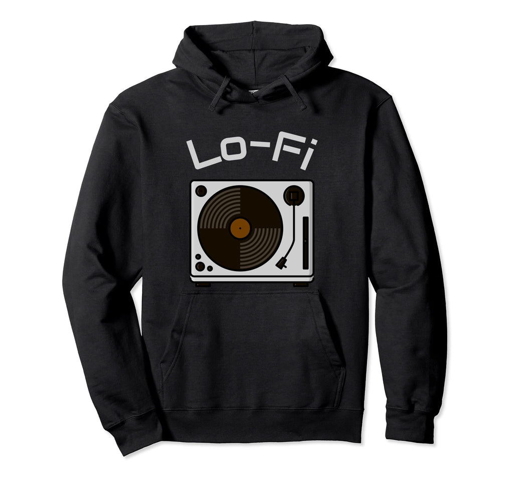 Lo Fi Vinyl Record Player Hoodie - Minimalist Print Unisex - T-Shirt, Sweatshirt, Hoodie
