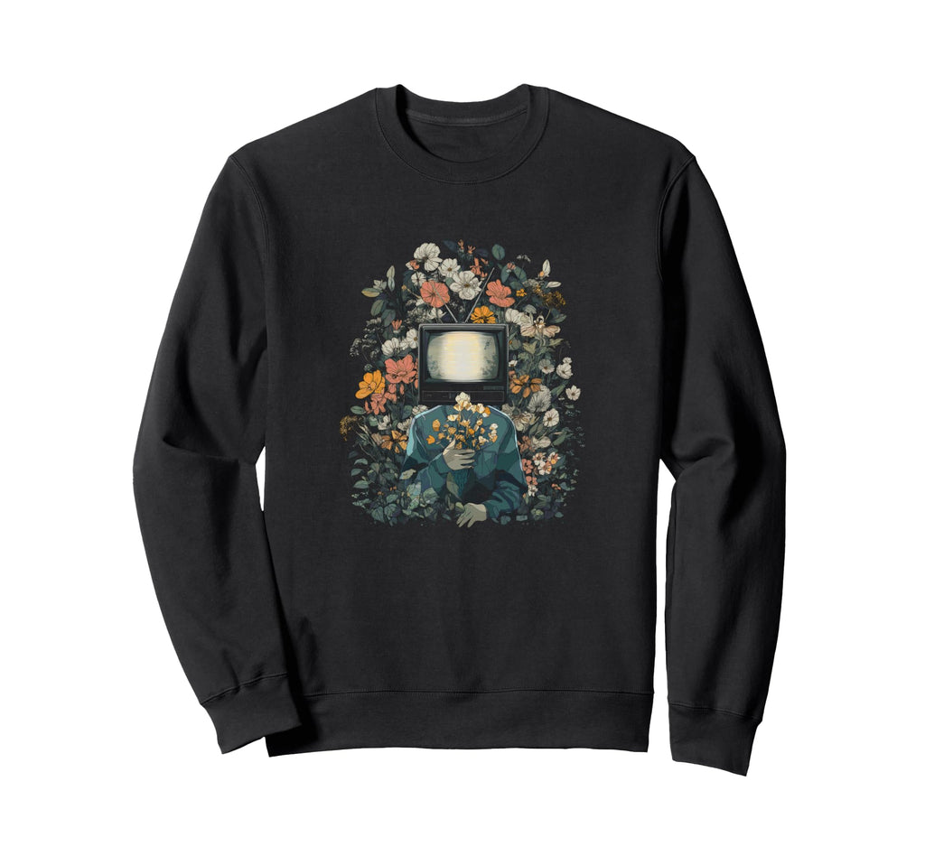 Tv Floral Surreal Nature Fusion Art Sweatshirt - Minimalist Print Unisex - T-Shirt, Sweatshirt, Hoodie