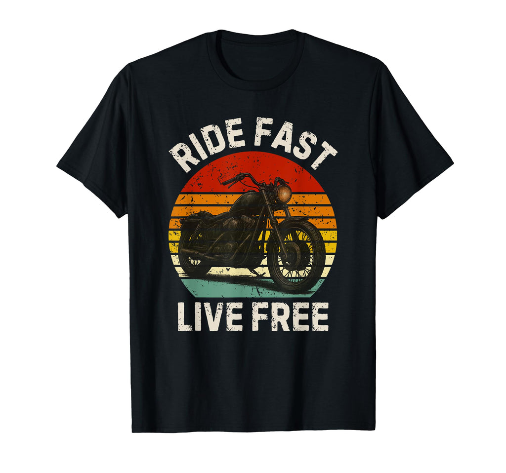 Ride Fast Live Free Distressed Motorcycle T-Shirt - Novelty Apparel Unisex - T-Shirt, Sweatshirt, Hoodie