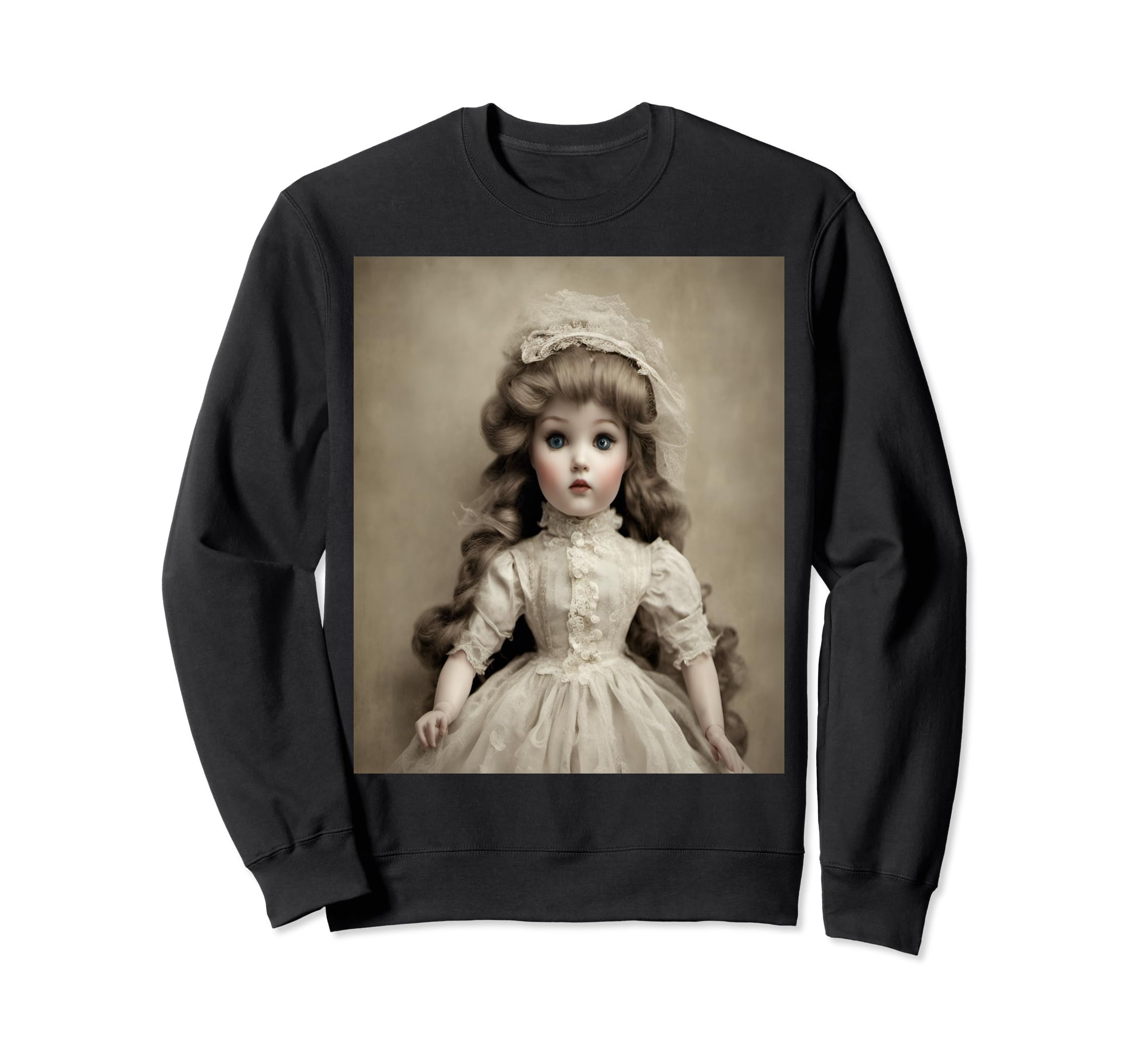 Timeless Porcelain Doll Sweatshirt - Custom Art Print for Adults - T-Shirt, Sweatshirt, Hoodie