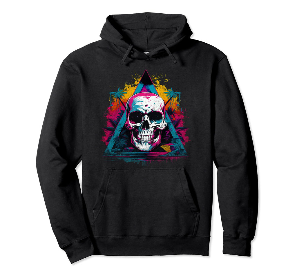 Skull Vaporwave Retrowave Aesthetic Hoodie - Trendy Graphic Unisex - T-Shirt, Sweatshirt, Hoodie