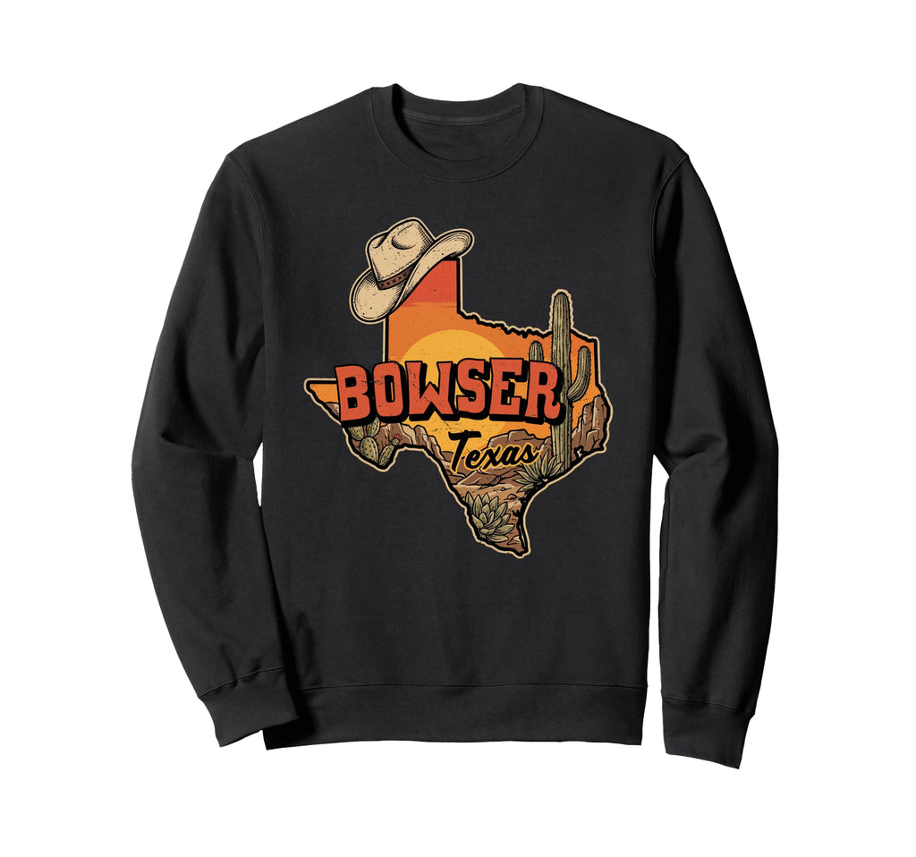 Bowser Texas Cowboy Hat Desert Cactus Sweatshirt - Custom Art Print Unisex - T-Shirt, Sweatshirt, Hoodie