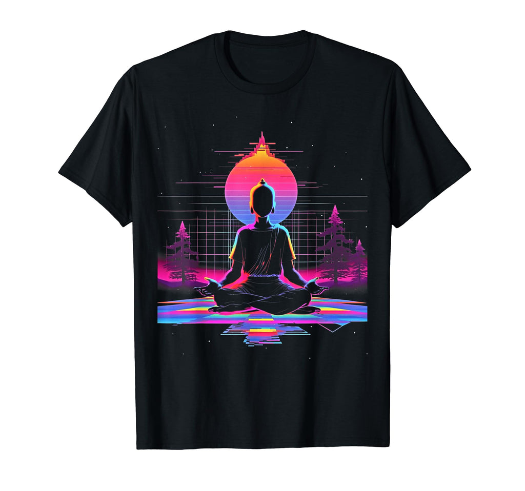 Synthwave Alien Buddha Cyberpunk 80S T-Shirt - Minimalist Print for Adults - T-Shirt, Sweatshirt, Hoodie