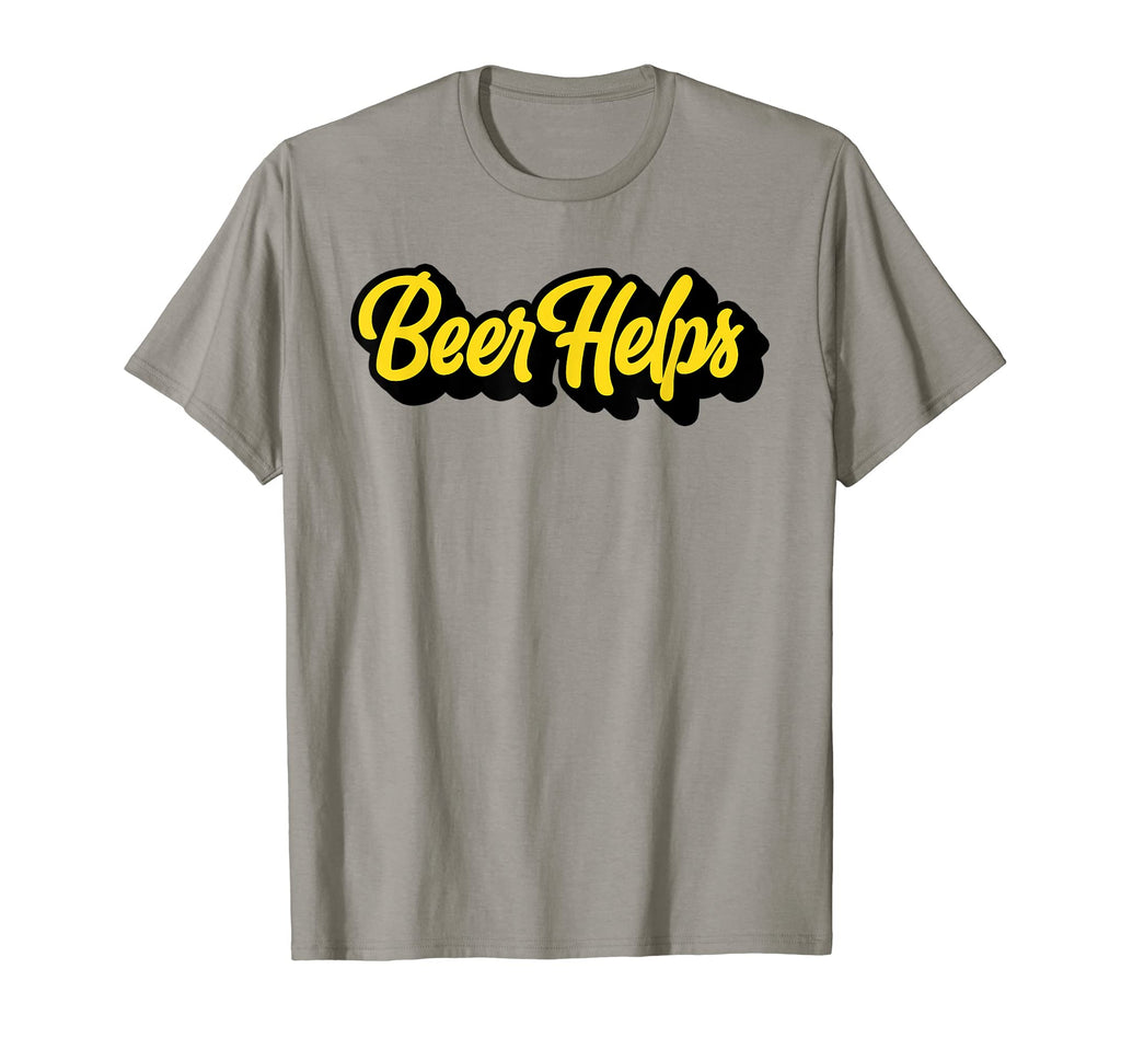 Beer Helps Funny Minimalist Typography T-Shirt - Trendy Graphic for Adults - T-Shirt, Sweatshirt, Hoodie