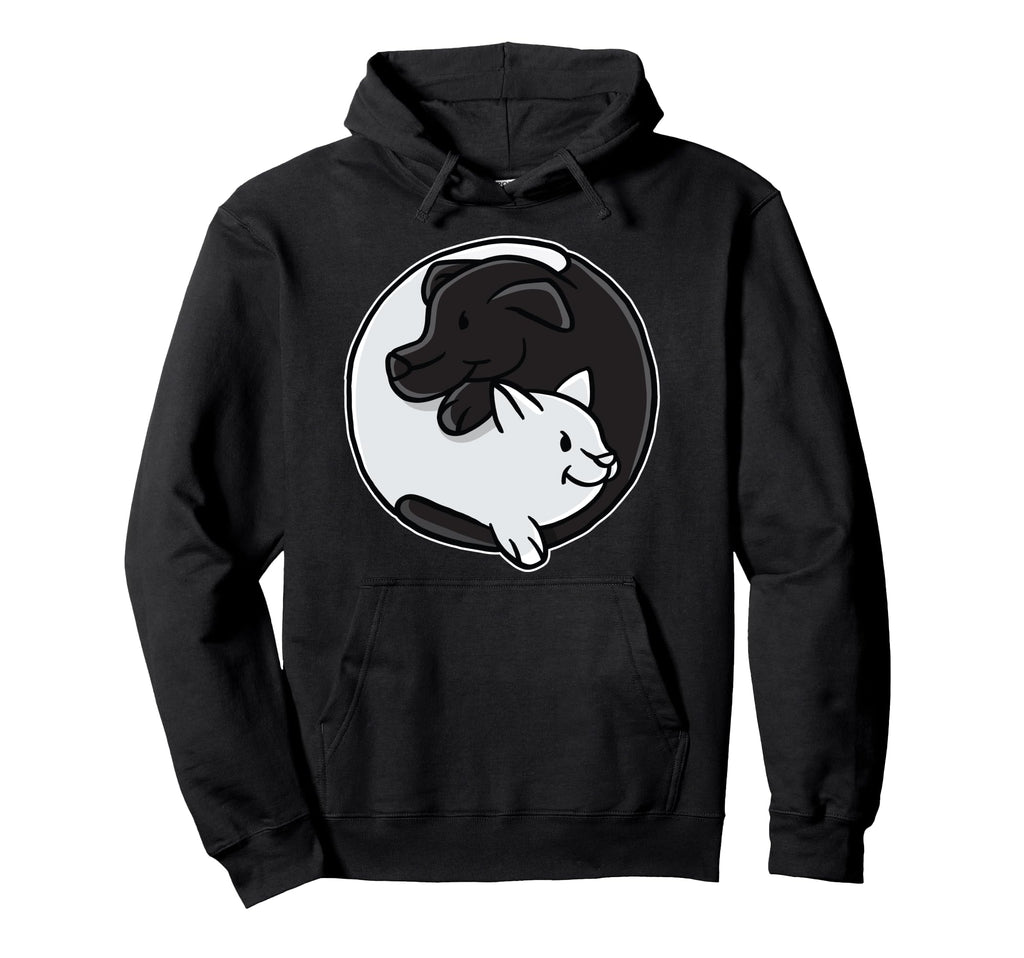 Cat And Dog Ying Yang Yoga Meditation Hoodie - Novelty Apparel for Adults - T-Shirt, Sweatshirt, Hoodie