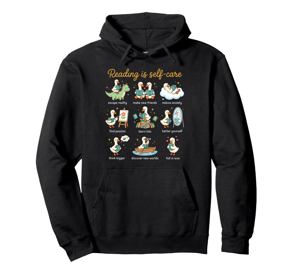 Reading Is Self Care Reading Day Silly Hoodie - Trendy Graphic Men Women - T-Shirt, Sweatshirt, Hoodie