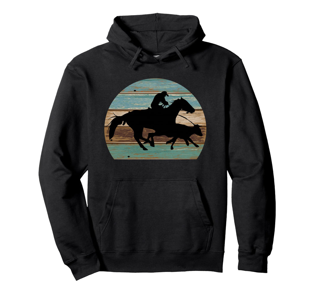 Western Cowhorse Calf Roping Hoodie - Aesthetic Graphic Unisex - T-Shirt, Sweatshirt, Hoodie