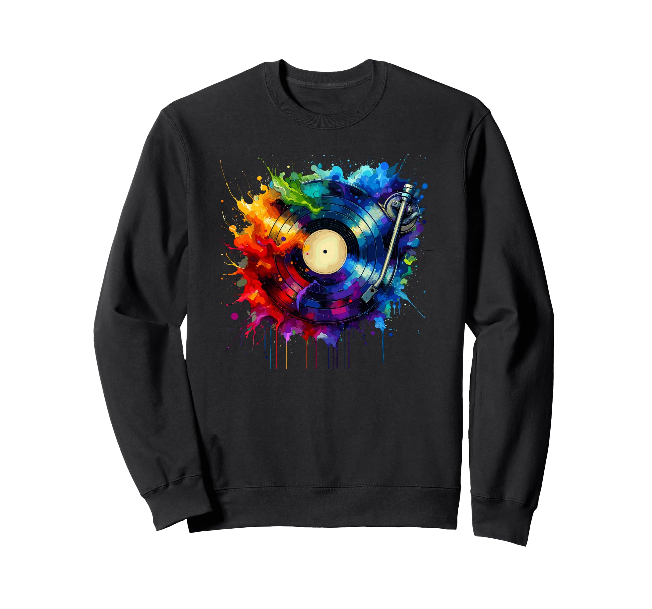 Splash Art Vinyl Disc Record Sweatshirt - Custom Art Print for Adults - T-Shirt, Sweatshirt, Hoodie