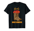 Western Cowboy Boots And Flowers T-Shirt - Trendy Graphic Men Women - T-Shirt, Sweatshirt, Hoodie
