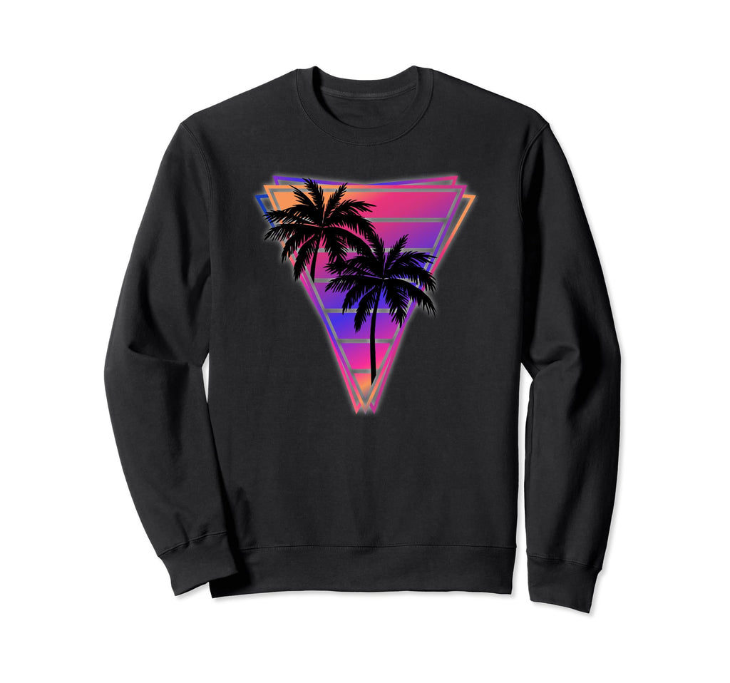 Synthwave Vaporwave Triangle Palm Sweatshirt - Novelty Apparel Unisex - T-Shirt, Sweatshirt, Hoodie