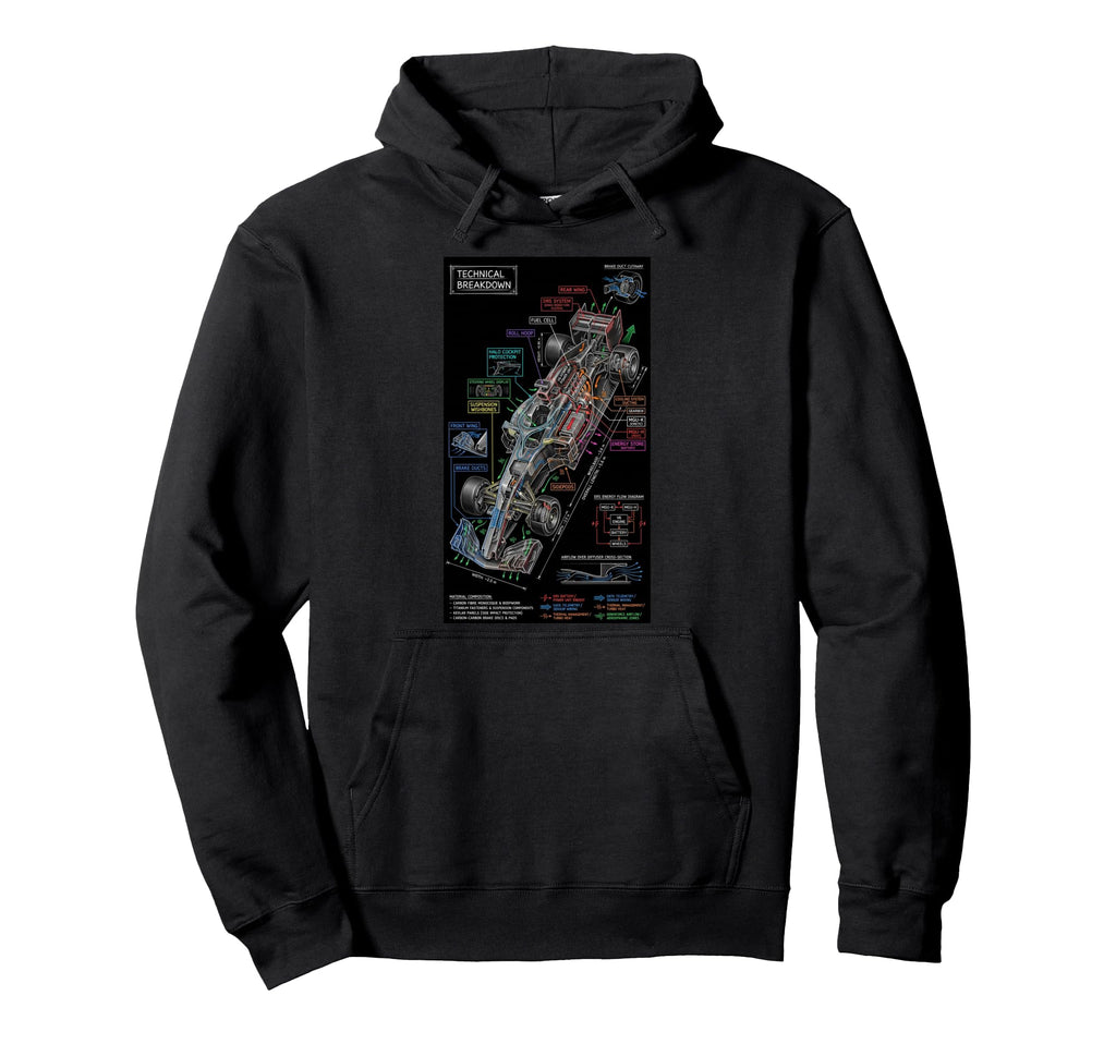 Race Car Technical Blueprint Hoodie - Custom Art Print for Adults - T-Shirt, Sweatshirt, Hoodie