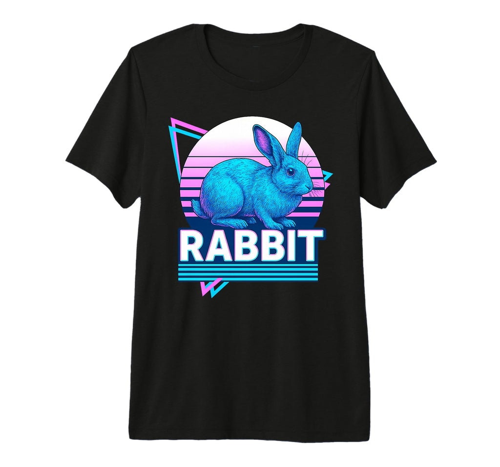 Rabbit Synthwave Aesthetic Pet Lover Tri T-Shirt - Graphic Print Unisex - T-Shirt, Sweatshirt, Hoodie