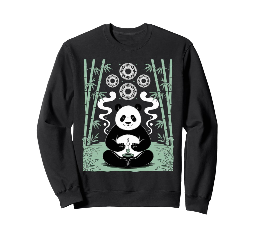 Zen Meditating Panda Spiritual Sweatshirt - Aesthetic Graphic Men Women - T-Shirt, Sweatshirt, Hoodie