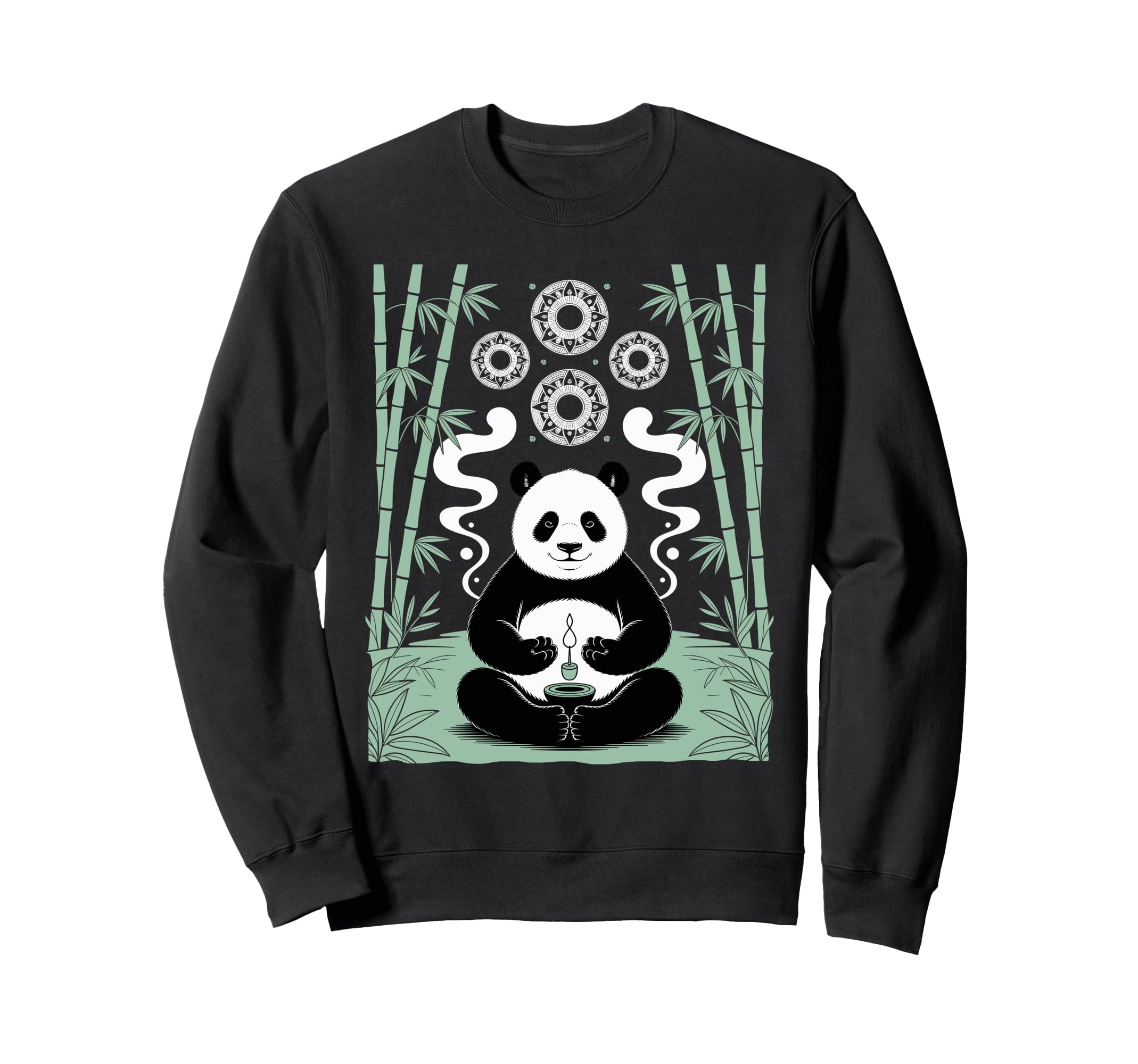 Zen Meditating Panda Spiritual Sweatshirt - Aesthetic Graphic Men Women - T-Shirt, Sweatshirt, Hoodie