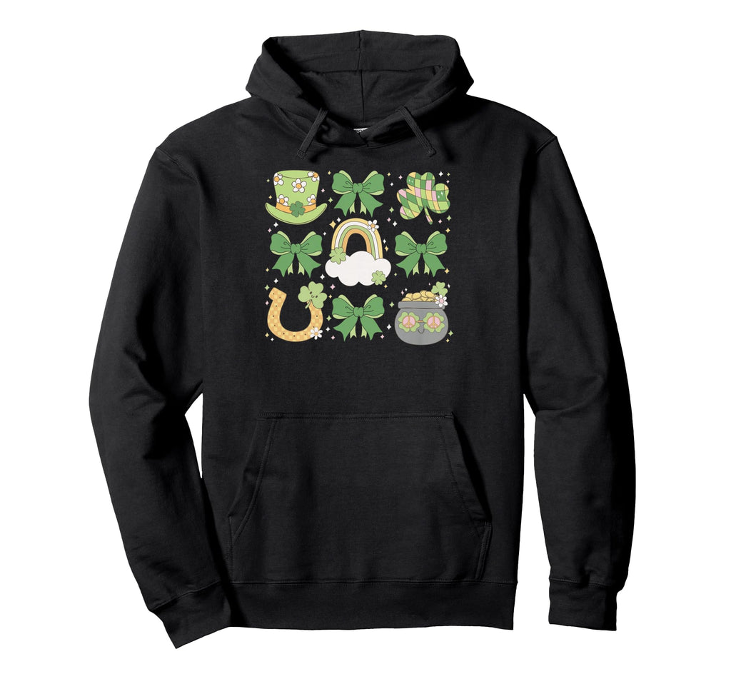 St Patricks Day Rainbow Clover Western Hoodie - Minimalist Print Men Women - T-Shirt, Sweatshirt, Hoodie