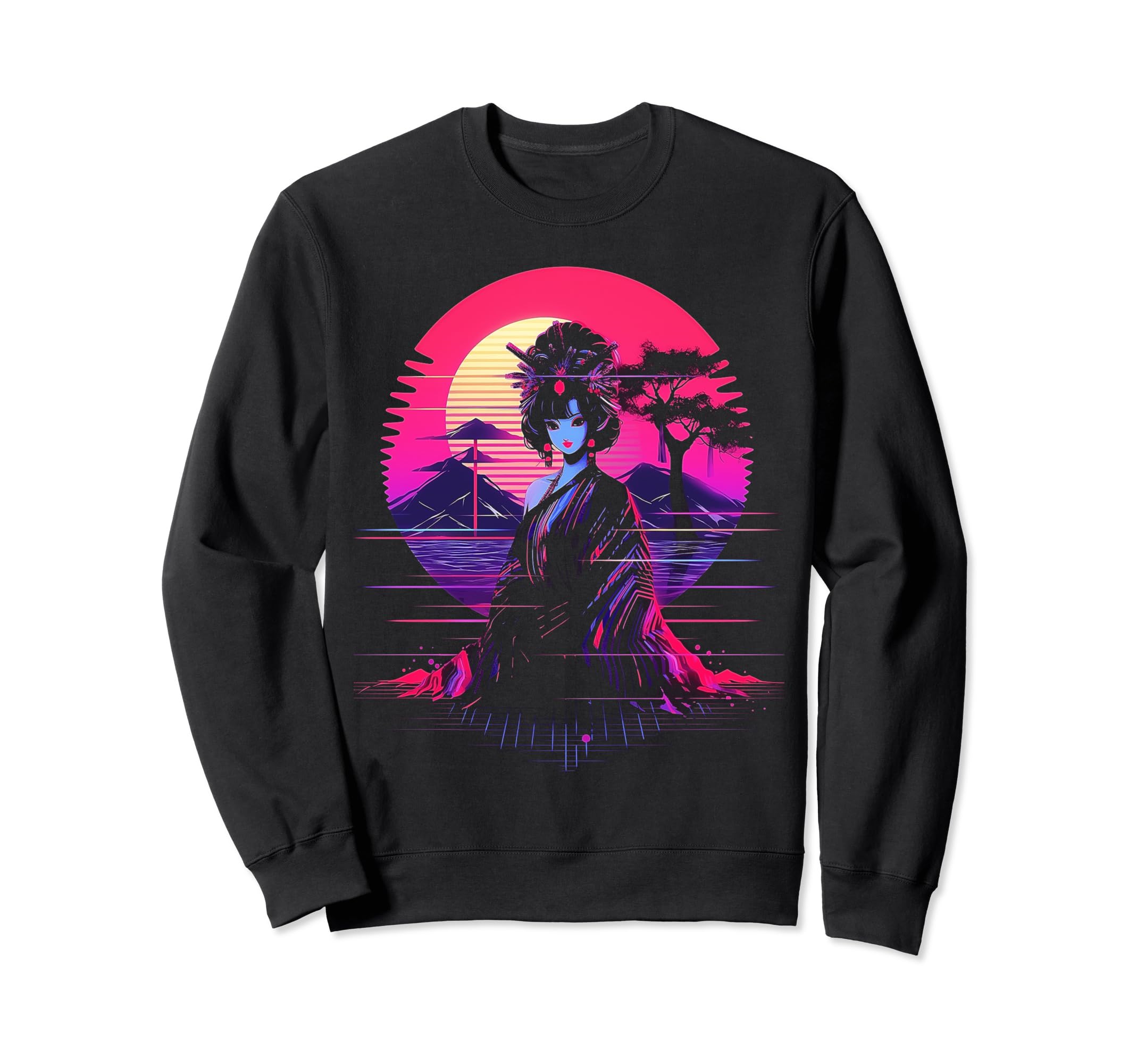 Vaporwave Geisha 80S Synthwave 12 Sweatshirt - Novelty Apparel Unisex - T-Shirt, Sweatshirt, Hoodie
