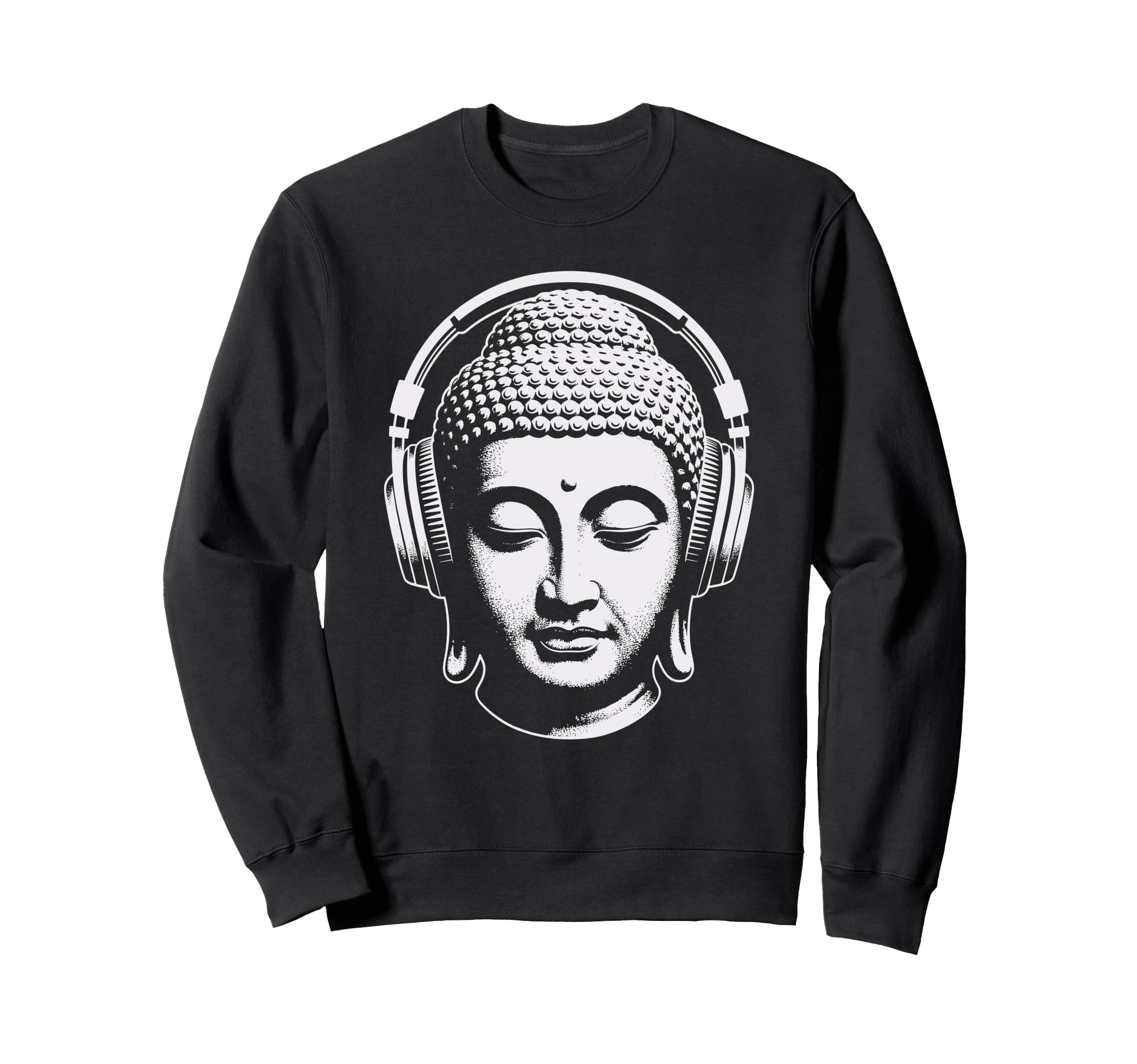 Buddha Headphones Mindfulness Music Sweatshirt - Trendy Graphic Unisex - T-Shirt, Sweatshirt, Hoodie