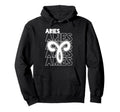 Aries Zodiac Typography Astrology Hoodie - Fun Novelty Design for Adults - T-Shirt, Sweatshirt, Hoodie