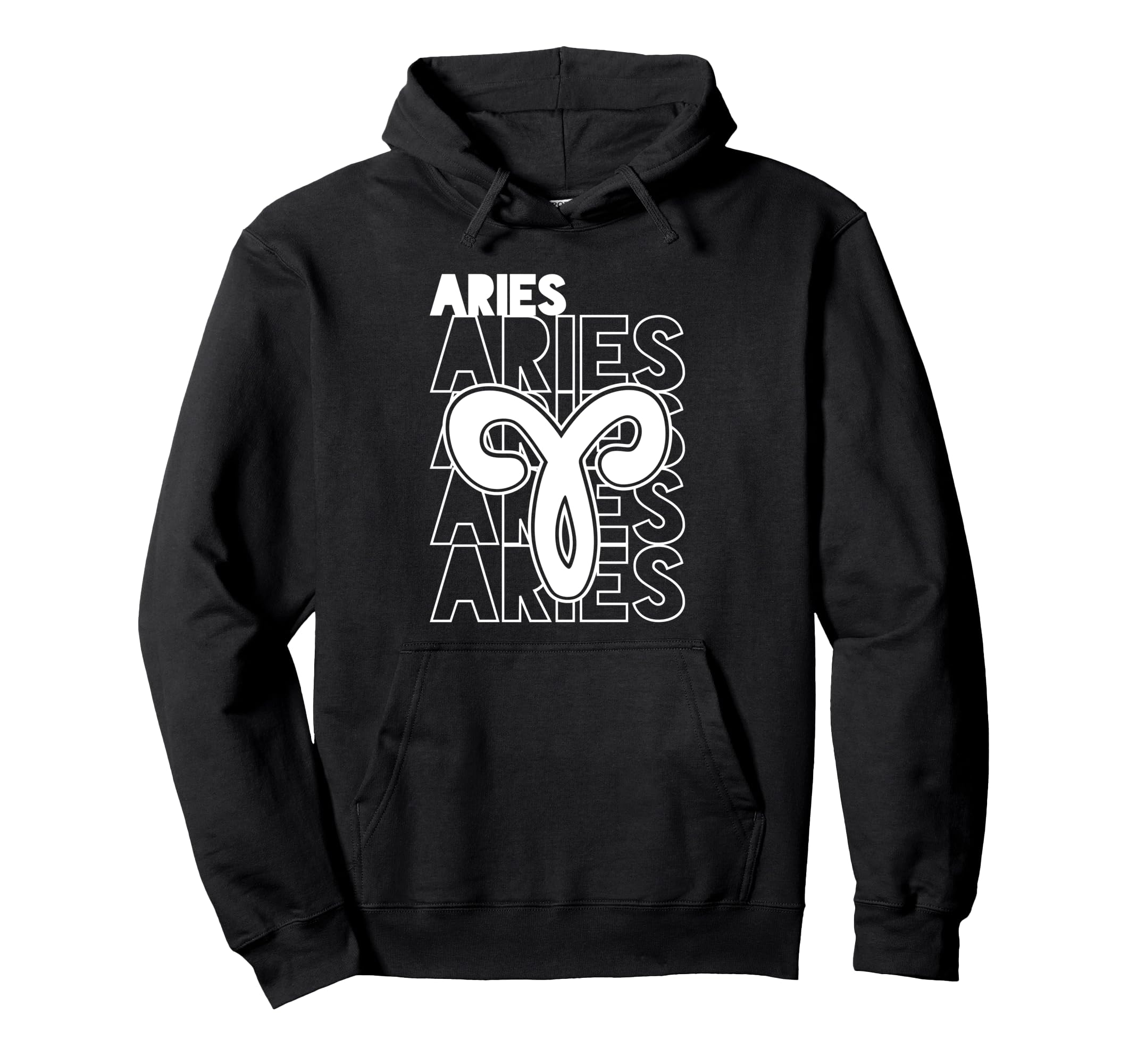 Aries Zodiac Typography Astrology Hoodie - Fun Novelty Design for Adults - T-Shirt, Sweatshirt, Hoodie