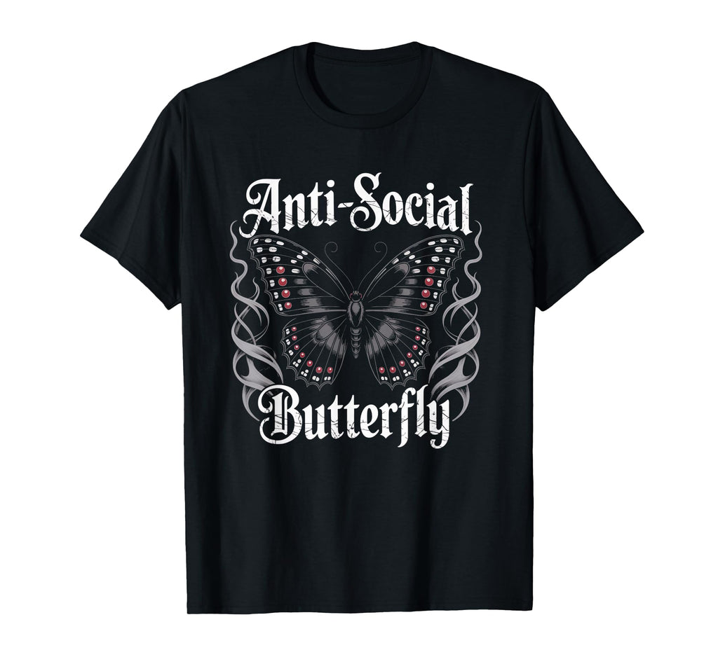 Antisocial Butterfly Gothic Bold T-Shirt - Graphic Print for Adults - T-Shirt, Sweatshirt, Hoodie