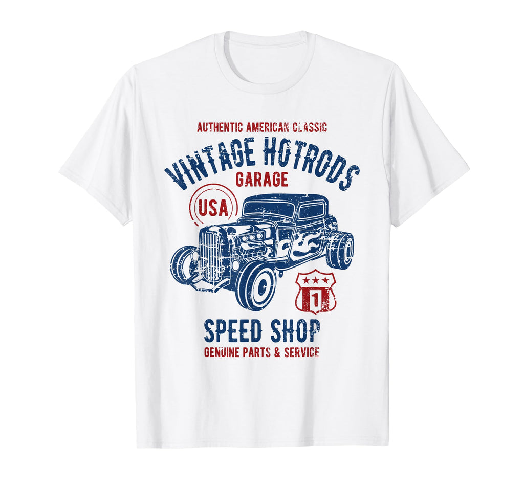 Speed Shop Hotrod Car Distressed T-Shirt - Minimalist Print Unisex - T-Shirt, Sweatshirt, Hoodie