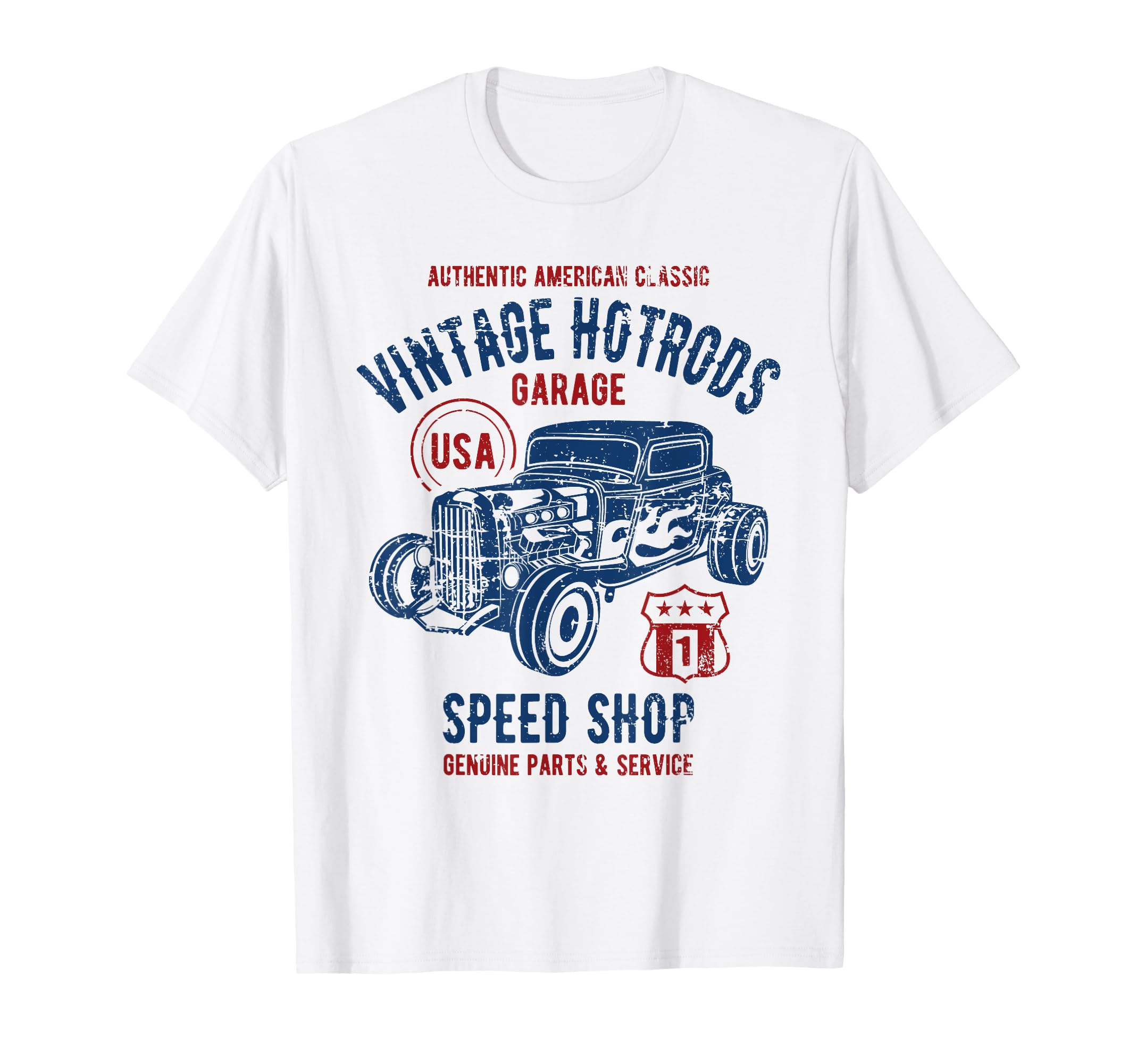Speed Shop Hotrod Car Distressed T-Shirt - Minimalist Print Unisex - T-Shirt, Sweatshirt, Hoodie