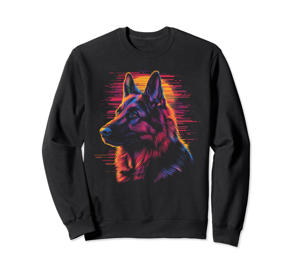 German Shepherd Dog Vaporwave Sweatshirt - Casual Everyday Wear for Adults - T-Shirt, Sweatshirt, Hoodie