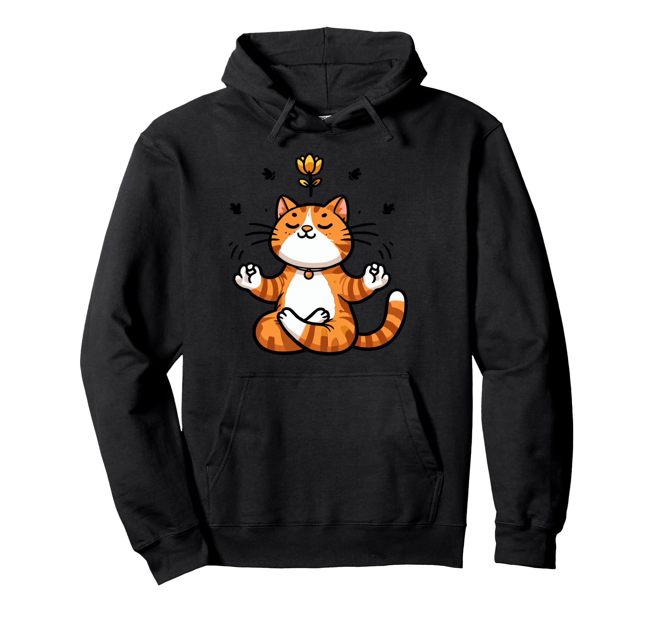 Meditation Cat Yoga Pose Relaxing Animal Hoodie - Trendy Graphic Unisex - T-Shirt, Sweatshirt, Hoodie