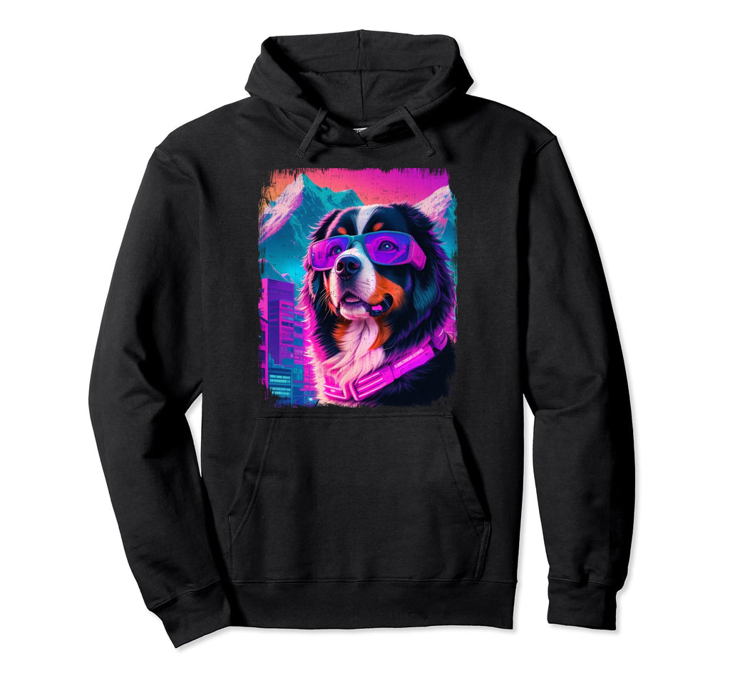 Bernese Mountain Dog Vaporwave 80S Hoodie - Trendy Graphic for Adults - T-Shirt, Sweatshirt, Hoodie