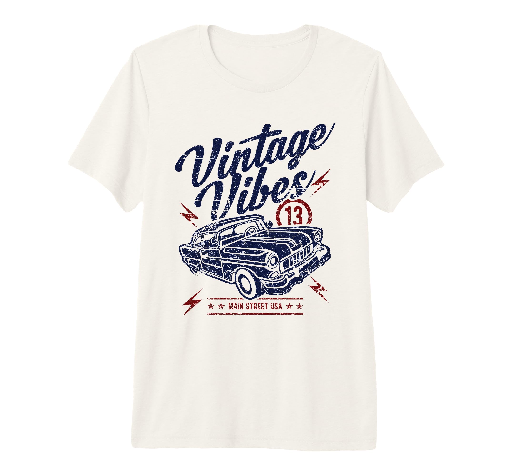 Vibes Main Street Usa Car Distressed T-Shirt - Unique Graphic for Adults - T-Shirt, Sweatshirt, Hoodie